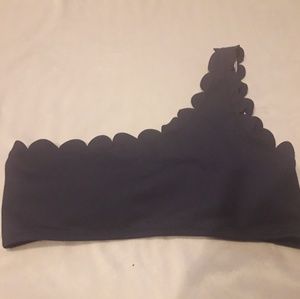 Cupshe navy blue one-shoulder scalloped swim top S